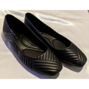 Antonio Melani Women's Ballet Flats Ribbed Stylized Black Leather Size 11M EUC